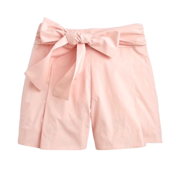 J. Crew Pants - J Crew Women's blush pink high waisted shorts with pleat and bow detail, Sz 00
